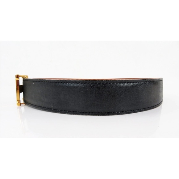 Hermes Black Belt with Gold H Buckle - Picture 3 of 10